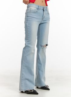 distressed-bootcut-jeans-cy403 / Light blue Trendy Mid-rise Flare Jeans, Trendy Distressed Denim Flare Jeans, Trendy Distressed Mid-rise Jeans, Trendy Denim Cargo Jeans, Trendy Mid-rise Distressed Jeans, Trendy Light Wash Cropped Jeans, Trendy Distressed Flare Jeans For Summer, Trendy Distressed Jean Shorts, Trendy Medium Wash Cropped Jeans