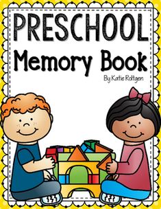 a yellow and white poster with the words preschool memory book