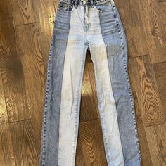 PACSUN High-waisted, straight-leg, two-toned blue and white 90s boyfriend denim jeans #highwaistedjeans 90s Boyfriend, Boyfriend Denim, High Waist Jeans, Pacsun, Two Tone, Womens Bottoms, Women's Jeans, Denim Jeans, Women Jeans