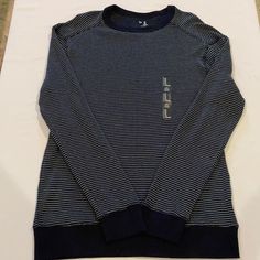 Navy And Grey Striped Thermal Gap Pullover Size Medium. Nwt. Gap Relaxed Fit Top For Winter, Sporty Long Sleeve Tops By Gap, Gap Sporty Long Sleeve Tops, Casual Gap Tops For Loungewear, Casual Gap Tops For Layering, Gap Casual Tops For Loungewear, Casual Layering Tops By Gap, Sporty Gap Tops For Winter, Gap Cotton Tops For Layering