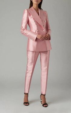 Blazer Suit Set. Two piece set. You can also get this set in other colours. It's custom made, so you send in your exact measurement. Satin Suit, Pants Gift, Satin Blazer, Pink Suit, Woman Suit Fashion, Satin Pants, Wallpaper Vintage, Business Formal, Formal Suits