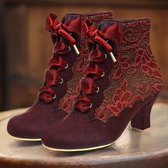 Category:Boots; Upper Materials:Lace; Embellishment:Lace; Season:Winter,Fall,Spring; Heel Type:Kitten Heel; Gender:Women's; Toe Shape:Round Toe; Type:Booties Ankle Boots; Style:Elegant,Fashion,Vintage; Heel Height(inch):1-2; Outsole Materials:Rubber; Occasion:Outdoor,New Year,Valentine's Day,Party; Closure Type:Lace-up; Listing Date:12/19/2023; 2023 Trends:Heel Boots,Plus Size Gothic Lace-up Boots For Fall Party, Winter Party High Ankle Martin Boots, Gothic Pointed Toe Platform Boots For Winter, Fitted Lace-up Winter Booties, Gothic Boots For Fall, Winter Party Lace-up Boots With Closed Toe, Fitted Gothic Winter Boots, Gothic Round Toe Martin Boots For Winter, Gothic Martin Boots With Round Toe For Winter