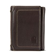 Keep cards and bills organized in this men's trifold wallet. It's made of top-grain leather with stitching details for a Western feel.Top grain leatherDimensions: 4.5" x 3.5" x 0.75"Heat-stamped Carhartt logoSide stitching detailsPackaged in a collectible Carhartt tin Carhartt Bag, Full Grain Leather Wallet, Leather Trifold Wallet, Carhartt Womens, Tractor Supply, Stitching Details, Pocket Wallet, Luggage Sets, Wallet Chain