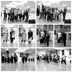 black and white photographs of people dancing in a room