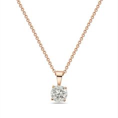 Ready for any occasion, this outstanding diamond pendant is a jewelry box must-have. Fashioned in 10K rose gold, this breathtaking choice showcases a dazzling 5/8 ct. diamond solitaire. Polished to a bright shine, this pendant suspends along an 18.0-inch cable chain that secures with a spring-ring clasp. Diamond Solitaire Pendant, Necklace Clasps, Solitaire Necklaces, Radiant Diamond, Solitaire Pendant, Chain Ring, Diamond Stone, Diamond Solitaire, Necklace Designs