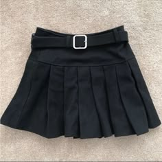 Reposhing This Item I Purchased From @Lilomars. Loved It, But Ready To Rotate For Something New. Questions? Leave A Comment Below! Black Mini Skirt With Belt, Black Tweed Skirt, Mint Skirt, Pleaded Skirt, Mini Pleated Skirt, Comfortable Skirts, Checkered Skirt, Tie Dye Denim, Black Pleated Skirt