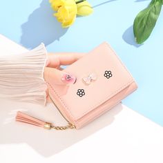 Trendy Clutch Wallet With Card Slots, Trendy Rectangular Wallet, Trendy Pink Bifold Coin Purse, Compact Coin Purse With Card Slots, Pink Portable Wallet As Gift, Pink Wallet As A Gift, Trendy Wallets With Interior Card Slots For Gift, Trendy Wallets For Gifts, Pink Trifold Wallet For Everyday Use