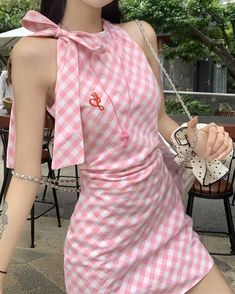 Cottagecore Gingham Picnic Dress outfit, pink dress outfit Retro Gingham Dress For Picnic, Fitted Gingham Cottagecore Dress, Spring Plaid Cottagecore Dress, Spring Cottagecore Plaid Dress, Gingham Coquette, Cottagecore Outfit Ideas, Cottagecore Aesthetic Clothes, Gingham Picnic, Dress Cottage