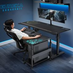 Eureka Ergonomic Adjustable Mobile CPU Cart Pc Tower, Dual Monitor Arms, Desk Mouse Pad, Tower Stand, Computer Tower, Office Supply Organization, Computer Table, Gaming Desk, Adjustable Desk