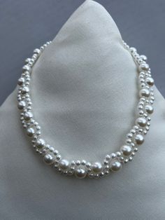 White beaded choker necklace  with adjustable chain and lobster clasp  Elegant and stylish Party Pearl White Beaded Choker, Handmade White Pearl Choker Necklace, Elegant Handmade Pearl White Choker, Handmade Adjustable Pearl White Choker, Adjustable Pearl White Beaded Choker, Pearls Choker, Beaded Choker Necklace, Pearl Choker, Beaded Choker