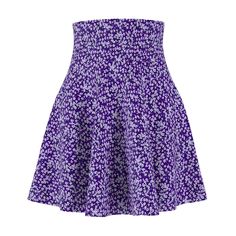 This adorable print has a deep purple background with dainty flowers throughout. A versatile fit skater skirt with a cozy, soft touch and a casual look. Add a cute denim or white jacket with a pair of sandals for a complete look.  Print developed by Paula of P.S. Crafts & Gifts.  .: 95% Polyester 5% Spandex .: Versatile fit .: Printed on care label in black color .: White thread color .: Assembled in the USA from globally sourced parts Printed and designed in the USA Casual High Waist Mini Skirt For Spring, Casual High-waisted Mini Skirt For Spring, Fitted Casual Skirt With Elastic Waistband, Casual Fitted Skirt With Elastic Waistband, Spring Fitted Flared Mini Skirt, Casual Cotton Mini Skirt For Spring, Fall Floral Print Mini Skirt, Casual Ditsy Floral Print Skirt, Casual Short Skirt For Spring