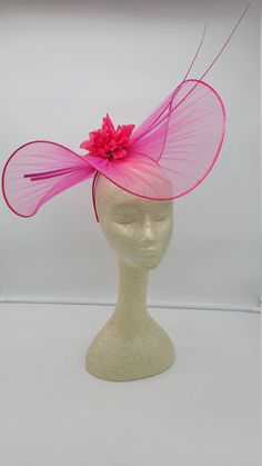 Elegant Hot Pink foral organza Fascinator. Has really wide headband for a secured and comfortable look. This is a show stopper will be a great way to add elegance to any, rehearsal dinner, Wedding guest, cocktail party, or church outfit. - Rare find - Ready to ship - Free Shipping - Fast shipping - Customize by adding different color flowers and or feathers Check my store for more styles and colors. Hatsandpearls.etsy.com Find more at my website: Www.hatsandpearls.com Reach out to me if you can' Summer Party Mini Hats Made Of Tulle, Summer Party Mini Tulle Hats, Tulle Hat For Kentucky Derby Party, Spring Party Tulle Headpiece, Summer Party Headpieces Made Of Tulle, Summer Party Tulle Headpiece, Party Tulle Mini Hats, Fitted Tulle Mini Hats For Party, Tulle Headpiece For Kentucky Derby Party