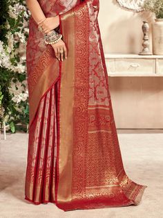 Elevate your festive wardrobe with this stunning red silk wedding saree, meticulously crafted to make you the center of attention at any celebration. The luxurious silk fabric drapes elegantly, offering a perfect blend of comfort and opulence. The intricate zari weaving work enhances its rich texture, adding a touch of traditional glamour that is both timeless and exquisite. With a length of 5.50 meters, this saree provides ample fabric to create a graceful and flattering silhouette, ensuring yo Engagement Gown, Lehenga Crop Top, Lehenga Choli Wedding, Floral Lehenga, Party Wear Lehenga Choli, Bollywood Lehenga, Cocktail Wear, Reception Gown, Casual Saree