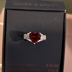 Pretty Heart Shaped Red Stone Encrusted With Cubic Zirconia Pure Silver Plated Size 8 Sparkle And Allure Collection New In Gift Box . Red Heart Ring, Pandora Rings Princess, Bohemian Style Rings, Chain Of Hearts, Pretty Heart, Dangle Belly Rings, Princess Ring, Stone Engagement Rings, Diamond Eternity