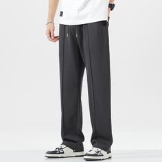 GTRG cotton and polyester-blend lounge pants, drawstring at elasticized waistband, four-pocket styling, paneled construction. Composition - 82% Cotton, 18% Polyester Asian Sizing: Size Up 1 Size For US/EU Fit Size Up 2 Sizes For US/EU Baggy Fit Model: 178cm/59kg 5’10/130lbs wearing size XL Leisure Sweatpants With Pockets And Straight Leg, Casual Straight Leg Sweatpants With Drawstring, Casual Sweatpants With Drawstring And Straight Legs, Casual Straight Pants With Elastic Side Panels, Wide Leg Casual Joggers For Elevated Casual Look, Elevated Casual Wide-leg Sweatpants With Pockets, Wide-leg Sweatpants With Pockets For Elevated Casual Wear, Baggy Straight Leg Drawstring Sweatpants, Baggy Straight-leg Drawstring Sweatpants