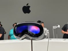 an apple store display with goggles on it