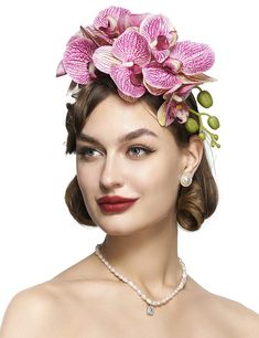 PRICES MAY VARY. Material: It features beautiful phalaenopsid flowers which based on a headband. Size: One size fits most women. Adjustable, easy to fasten and take off. Beautiful Design: This flower hat is in classic fresh natural design makes you look elegant and graceful. Occasions: Perfect for Jockey Club, tea party, cocktail, Kentucky Derby, garden party, artistic photo, Christmas event, themed parties and any other special occasions. Idea Gift: Great gift for your daughter, mother, girlfri Fancy Tea Party, Kentucky Derby Outfit, Floral Fascinator, Fancy Tea, Floral Fascinators, Flower Costume, Derby Outfits, Flower Veil, Derby Hats Fascinators