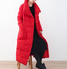 This down coat make with 90% duck down ,very warm in the winter .also could be custom made for any size. This is a winter down jacket fill with down.we design it with a very thick and warm style.this hooded down jacket could keep you very warm in the cold winter.the side pockets is very useful.a unique design women winter coat. Material: 90% duck down ,polyester Style: Casual Package Contents: 1 x down coat S :Length:120cm chest:100cm Free shoulder sleeve:59cm M:Length:120cm chest:108cm Free sho Red Winter Parka With Pockets, Long Down Puffer Jacket, Red Puffer Jacket With Detachable Hood, Red Down Outerwear With Detachable Hood, Hooded Red Down Outerwear, Red Hooded Down Outerwear, Red Winter Puffer Jacket With Detachable Hood, Red Long Sleeve Puffer Jacket With Padded Collar, Red Winter Outerwear With Detachable Hood