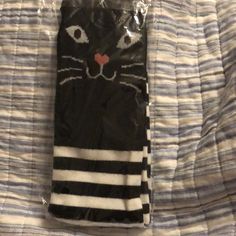 Striped Knee High Cat Socks. Never Worn Cute Black Stretch Socks, Cute Stretch Black Socks, Cat Socks, Knee High, White Black, Socks, Black White, Black And White, Women Shopping