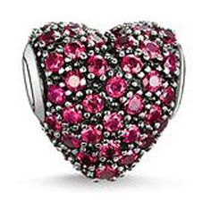 Karma K0084 Red Pave Heart Bead-THOMAS SABO-Swag Designer Jewelry Valentine's Day Jewelry With Silver Beads, Valentine's Day Jewelry With Silver Round Beads, Elegant Silver Beads Jewelry For Valentine's Day, Elegant Silver Beaded Jewelry For Valentine's Day, Heart Shaped Spacer Beads Jewelry For Gifts, Heart Shaped Silver Beads Jewelry Gift, Sterling Silver Heart Beads Jewelry, Sterling Silver Jewelry With Heart-shaped Beads, Sterling Silver Jewelry With Round Heart Beads