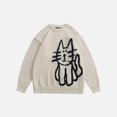 DETAILSMaterial: Acrylic, CottonTechnics: Computer KnittedCollar: O-NeckSleeve Style: RegularPattern Type: FloralThickness: STANDARD White And Black Cat, Oversized Pullover Sweaters, Vintage Knitwear, Cat Sweater, Unisex Clothes, Y2k Sweater, Cat Sweatshirt, Cat Graphic, Dr Closet