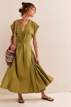 Outta Here Midi | Free People Midi Semi Formal Dress, Loose Summer Outfits, Bbq Outfits, Color Palette Warm, Siren Aesthetic, Tara Dress, Cozy Clothes, Old Navy Dress, Organic Cotton Dress