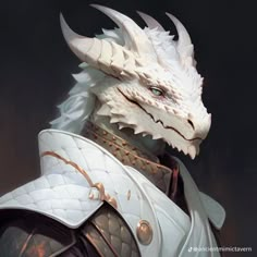 the white dragon is dressed in armor and ready for battle