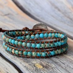 Turquoise Wrap Bracelet, Jasper Gemstones, Wrap Bracelet, Beaded Wrap Bracelet, Bracelet Wrap, Leath Turquoise Wrap Bracelet With Round Beads As Gift, Bohemian Gemstone Beads Friendship Bracelets, Adjustable Howlite Beaded Bracelets With Round Beads, Blue Gemstone Beads Wrap Bracelet With Round Beads, Blue Gemstone Beads Wrap Bracelet, Bohemian Blue Friendship Bracelets With 8mm Beads, Bohemian Howlite Beaded Bracelets With Natural Stones, Turquoise Amazonite Beaded Bracelet With 8mm Beads, Turquoise Wrap Bracelet Gift