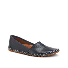 Spring Step-Kathaleta Loafer Complement your luxurious look with the Kathaleta loafer from Spring Step. Supple leather upper with a V-shaped elastic vamp gore provides a dream-like fit, while the padded footbed, arch support, and flexible sole make this slip-on your go-to option. Navy Leather Casual Slip-ons, Blue Leather Loafers For Fall, Navy Slip-on Loafers With Leather Sole, Navy Leather Sole Loafers With Round Toe, Navy Loafers With Leather Sole And Round Toe, Navy Leather Loafers With Leather Sole, Flat Slip-on Loafers With Leather Footbed, Navy Slip-on Loafers With Stitched Sole, Navy Leather Slip-on Shoes With Leather Sole