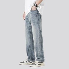 Discover our stonewashed mid-waist jeans from the 2023 Spring-Summer Collection a perfect blend of vintage flair and trendy fashion!Why It's Your Must-Have Wardrobe PieceEngineered to perfection. these jeans embody a steady aesthetic with contemporary grace. Its light-wash and mid-waist design exude a classic elegance. making it a wardrobe staple you just can't live without.Distinctive Features: Fashionable & Vintage: Effortlessly stylish. the fashionable medium-waist design and vintage sanded s Steady Aesthetic, Men Wide Leg Pants, Oversize Jeans, Loose Fit Trousers, Womens Boots Flat, Low Heel Ankle Boots, Mid Waist Jeans, Casual Denim Pants, Oversized Jeans