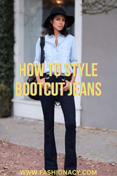 How to Style Bootcut Jeans For Women Bootcut Jeans Style For Women, Bootcut Jeans Outfit Dressy, Best Boot Cut Jeans For Women, How To Wear Bootleg Jeans, Boot Cut Jeans Outfit Spring, Bootcut Jeans Outfit Casual Winter, Bootcut Denim Outfit, How To Style Bootcut Jeans Casual, How To Style Bootleg Jeans