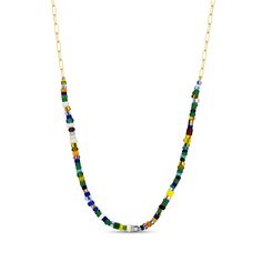 Quirky, modern, and super cool. African glass beads on a 14k Gold Open Link Chain. Available in 14k yellow gold. Made in the USA All CH jewelry is made to order. Please allow up to 10 business days for your item(s) to ship. Modern Colorful Beads Jewelry As Gift, Modern Jewelry With Colorful Beads For Gifts, Modern Colorful Beaded Jewelry As Gift, Modern Jewelry With Beaded Round Beads Chain, Modern Colorful Beaded Jewelry For Gifts, Modern Glass Beaded Jewelry, Modern Jewelry With Colorful Beads, Modern Beaded Necklaces, Coin Necklace