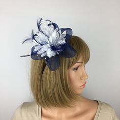 Navy and White Fascinator Navy Fascinator, Royal Ascot Races, White Fascinator, Ascot Races, Wedding Fascinators, Royal Ascot, Race Day, Mother Of The Groom, Wedding Groom