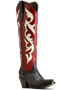 Ariat Women's Elvira Tall Western Boots - Snip Toe , Black Western Boots With Zipper Closure, Western Fitted Boots With Zipper Closure, Fitted Western Boots With Zipper Closure, Tall Western Boots, Tall Western Boot, Womens Cowgirl Boots, Inlay Design, High Leather Boots, Chappell Roan