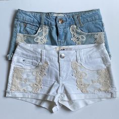 Lot Of Two Pair Jolt Shorts Nwot 1 White Denim Short W Lace Pocket Appliqu 1 Blue Denim Short W Lace Pocket Appliqu Size 1 Juniors Cotton/Spandex Machine Wash And Dry Excellent Condition; Never Worn Great Price For Two Pair Of Jolt Shorts! Adorable Shorts With The Lace Appliqus! Blue Denim Shorts With Floral Embroidery, Floral Embroidery Cutoff Denim Jean Shorts, White Denim Short, Floral Embroidered Denim Cutoff Jean Shorts, Blue Floral Embroidered Cutoff Jean Shorts, Denim Shorts With Lace Trim, Aztec Shorts, Denim Jean Shorts, Lace Pocket