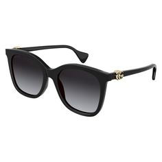 Introducing the Gucci GG1071S sunglasses, a luxurious and stylish accessory for the modern woman. Crafted with the highest quality materials and meticulous attention to detail, these sunglasses are sure to make a statement wherever you go. The frame of the GG1071S is a sleek black acetate, exuding sophistication and elegance. The cat eye style adds a touch of vintage glamour, perfect for those looking to add a retro-inspired twist to their look. The subtle grey lenses provide a chic contrast to the black frame, offering both style and functionality. With a lens socket width of 55 and a bridge size of 19, these sunglasses are designed to provide a comfortable and secure fit. The temple length of 145 ensures that the sunglasses will stay in place, even during long hours of wear. Plus, the RX Gucci Luxury Cat Eye Sunglasses, Designer Matte Black Sunglasses With Uv Protection, Designer Sunglasses With Gradient Square Frame, Designer Sunglasses With Square Frame And Gradient Lenses, Luxury Matte Black Square Frame Sunglasses, Designer Matte Black Sunglasses With Mirrored Lenses, Chic Matte Black Sunglasses With Tinted Lenses, Luxury Matte Black Cat Eye Sunglasses, Designer Matte Black Polarized Sunglasses