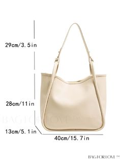 BagForLove - Spacious and Elegant Minimalist Hobo Bag Product Description Color Beige Type Hobo Bag Bag Size Oversized Style Elegant Pattern Type Plain Closure Type No-closure Strap Type Top Handle Composition 100% Polyurethane Material PU Leather Size Chart INCH CM Bag Length Bag Width Bag Height Handle Height 15.7 inch 5.1 inch 11 inch 11.4 inch Bag Length Bag Width Bag Height Handle Height 40 cm 13 cm 28 cm 29 cm Details Pictures Similar Products h2 { text-align: center; } /* æ¢è¡ */ li{ wh Inch Bag, Elegant Pattern, Oversized Style, Bag Bag, Style Elegant, Hobo Bag, Minimalist Fashion, Bags Shoulder, Top Handle