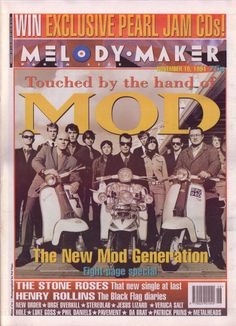 a magazine cover with an image of men on mopeds and the words mob