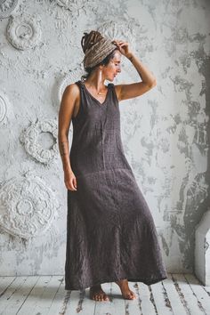 🌿Beautiful simple dress in natural brown colour, comfy and elegant in same time🌿, made of raw cotton Khadi🌿 Women Dress Online, Western Outfits Women, Woman Dress, Oversized Dress, Comfy Dresses, Long Black Dress, Brown Dress, Natural Brown, Ethical Fashion