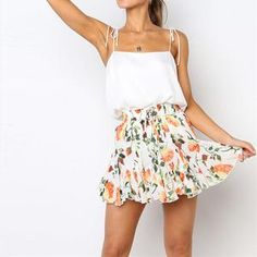 Easy To Team Elastic Waistband Flounce Mini Skirt – sunifty Summer Flowy Gathered Bottoms, Summer Flowy Gathered Skirt Bottoms, Summer Casual Flowy Bottoms, Summer Skirted Skort With Ruffles, Flowy Skirt For Summer Day Out, Ruffled Skirted Skort For Summer, Trendy Mini Skirt For Summer, Summer Stretch Ruffled Mini Skirt, Chic Summer Flowy Skirt