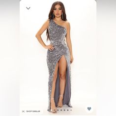 Never Worn Still Has Tags, Size Small From Fashion Nova Dress Velvet, Dresses Fashion Nova, Janet Guzman, Sequin Maxi Dress, Sequin Maxi, Fashion Nova Dress, Loungewear Women, Fashion Nova Dresses, Silver Dress