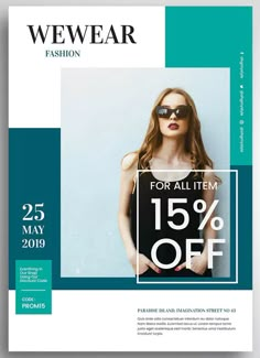 a flyer for a fashion show with a woman in sunglasses on the front and back