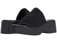 Steve Madden Slinky30 Sandal - Women's Shoes : Black : Find your 90's cool chic roots with the Steve Madden Slinky30 Sandal featuring a stretch textile upper and chunky heel and platform. Synthetic lining with cushioned footbed. Synthetic outsole. Made in Italy. Measurements: Heel Height: 2 1 2 in Weight: 12 oz Platform Height: 1 1 2 in Product measurements were taken using size 9, width M. Please note that measurements may vary by size. Weight of footwear is based on a single item, not a pair. 90s Shoes Women, Steve Madden Platform Sandals, Steve Madden Platform, Black Platform Shoes, Black Platform Sandals, Fresh Shoes, Black Shoes Women, Aesthetic Shoes, Dream Shoes