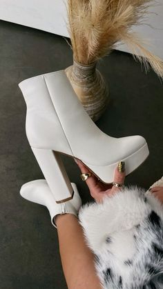 OAKLYNN Boots Single Sole Heels, White Platform, Platform Heels Chunky, Platform Ankle Boots, Type 4