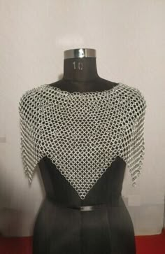 Aluminum Chainmail 10 mm Butted | Crop Top New Zig Zag Costume | eBay Chainmail Wedding Dress, Chainmail Epaulettes, How To Make Chainmail, Chain Maille Patterns Tutorials, Crochet Chainmail, Chainmail Accessories, Chainmail Harness, Chainmail Outfit, Knight Chainmail