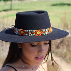 Price includes a Brigitte Sambboho hat & a Maui hatband. Save 10% with this bundle. Select hat size. Hatband is one size fits all. Hatband is removable. Hatband in the bundle is made to order: average delivery time for made to order item is 20 business days. The fanciest hat you will ever wear. Sambboho's Brigitte black hat is a dipped crown boater design with a custom trimmed genuine velvet black band. A structured and stiff short-brimmed boater style. Use to make an impression! Dipped crow Bohemian Adjustable Straw Hat For Festivals, Bohemian Sun Hat With Curved Brim For Festivals, Bohemian Brimmed Sun Hat For Festivals, Southwestern Straw Hat With Short Brim For Festival, Southwestern Style Straw Hat With Short Brim For Festivals, Southwestern Style Summer Hat, Adjustable Bohemian Hat Band For Vacation, Adjustable Wide Brim Top Hat For Country Events, Southwestern Beach Hat, One Size Fits Most