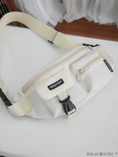 BagForLove - Front Pocket Fanny Pack with Letter Patch Decor Product Description Color White Bag Size Medium Pattern Type Plain Type Bum Bag Composition 100% Nylon Material Polyamide Size Chart INCH CM Strap Length Bag Height Bag Width Bag Length 39.4 inch 5.9 inch 3.1 inch 13 inch Strap Length Bag Height Bag Width Bag Length 100 cm 15 cm 8 cm 33 cm Details Pictures Similar Products h2 { text-align: center; } /* æ¢è¡ */ li{ white-space: normal; word-break: break-all; word-wrap: break-word; } . White Nylon Crossbody Shoulder Bag, Casual White Chest Bag For Everyday, White Nylon Shoulder Bag With Removable Pouch, Nylon Crossbody Chest Bag With Pockets, White Chest Bag With Zipper For Travel, White Casual Chest Bag With Adjustable Strap, Casual White Chest Bag With Adjustable Strap, Casual White Chest Bag With Zipper Closure, Casual White Chest Bag With Zipper