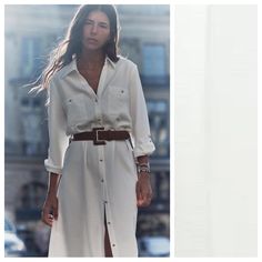 Nwt. Zara Oyster-White Midi Dress With Belt, Johnny Collar And Sleeves With Turn-Up Cuffs And Buttoned Tabs. Front Patch Pockets. Buttoned Front And A Belt. Size L. Ref. 2251/542. Pit To Pit 22" Flat, Shoulders 16", Sleeves 17-22", Waist 23", Length 51". 1054. White V-neck Shirt Dress For Work, White Fall Shirt Dress For Daywear, White Shirt Dress For Fall Daywear, White Shirt Dress For Daywear In Fall, Classic White V-neck Shirt Dress, Summer Classic Long Sleeve Maxi Dress, Classic Long Sleeve Summer Maxi Dress, Classic Long Sleeve Maxi Dress For Summer, Classic White Long Sleeve Maxi Dress