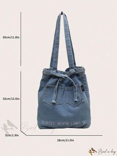 Bird in Bag - Vintage Washed Denim Shoulder Bag for Fashionable Commuting and Casual Use Trendy Denim Canvas Bag For Travel, Trendy Denim Blue Canvas Bag, Casual Denim Bag With Adjustable Strap, Casual Spring Bag With Pockets, Casual Spring Bags With Pockets, Denim Shoulder Bag For Travel, Casual Canvas Bag With Pockets For Spring, Trendy Spring Bag With Pockets, Denim Blue Bags With Pockets