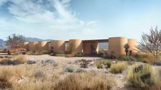 an artist's rendering of a desert house in the middle of nowhere